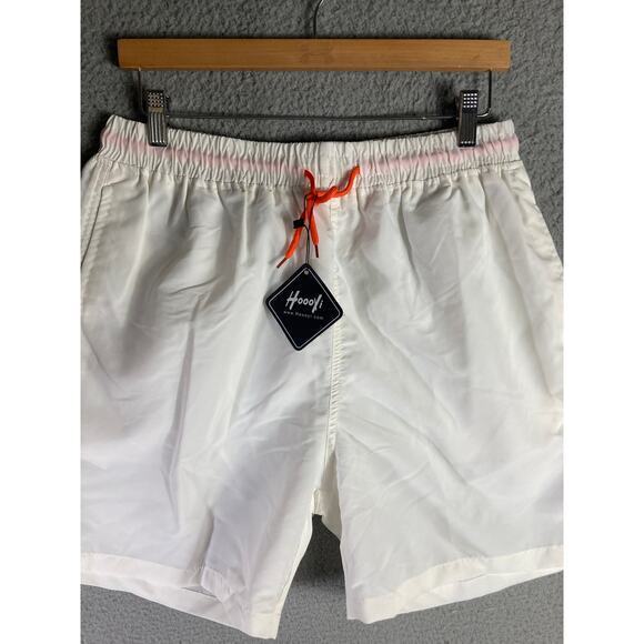 Men's White Swim Board Trunks Shorts Size L Casual Summer NEW - Picture 4 of 10